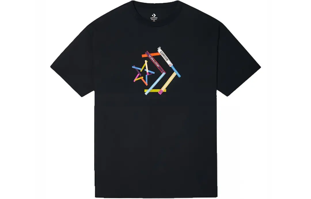 Converse T Shirts Unisex Black Crew Neck Moderate Straight Fit