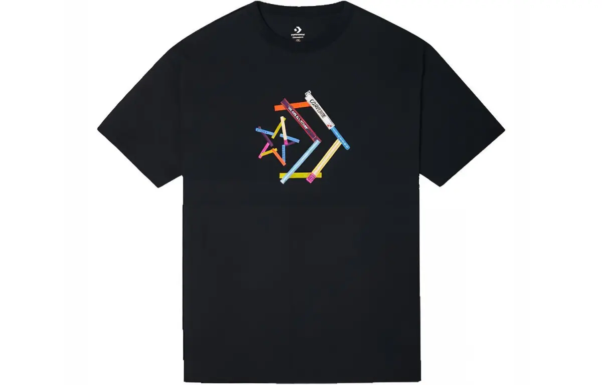 Converse T-Shirts Unisex Black Crew Neck Moderate Straight Fit