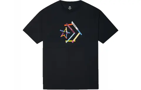 Converse T-Shirts Unisex Black Crew Neck Moderate Straight Fit