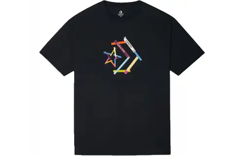 Converse T Shirts Unisex Black Crew Neck Moderate Straight Fit