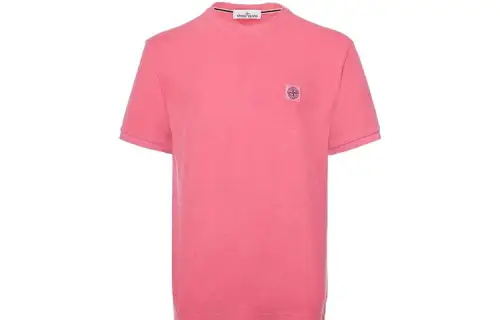 STONE ISLAND T Shirts Men's Pink Crew Neck Moderate Straight Fit