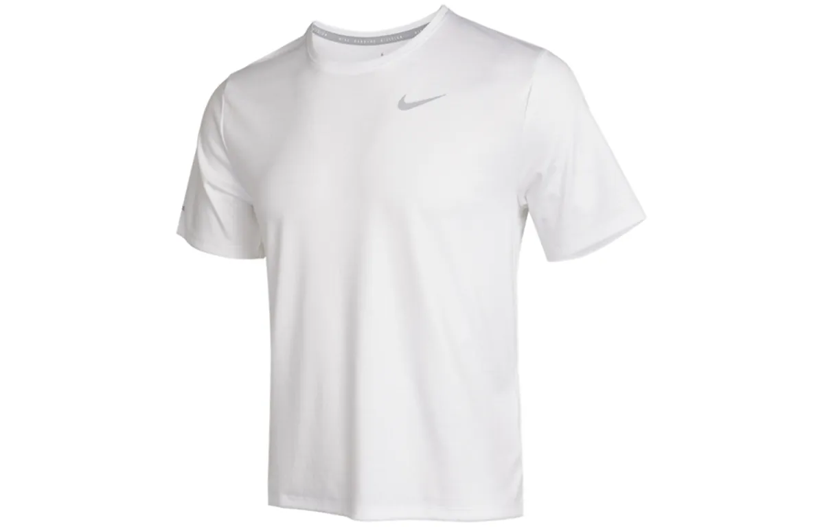 Nike T-Shirts Men's White Crew Neck Moderate Straight Fit
