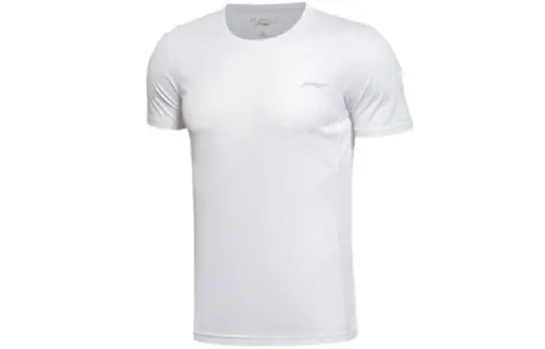 Li Ning T Shirts Men's White Crew Neck Moderate Straight Fit