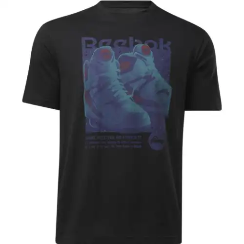 Reebok T Shirts Men's Black Crew Neck Thin Straight Fit