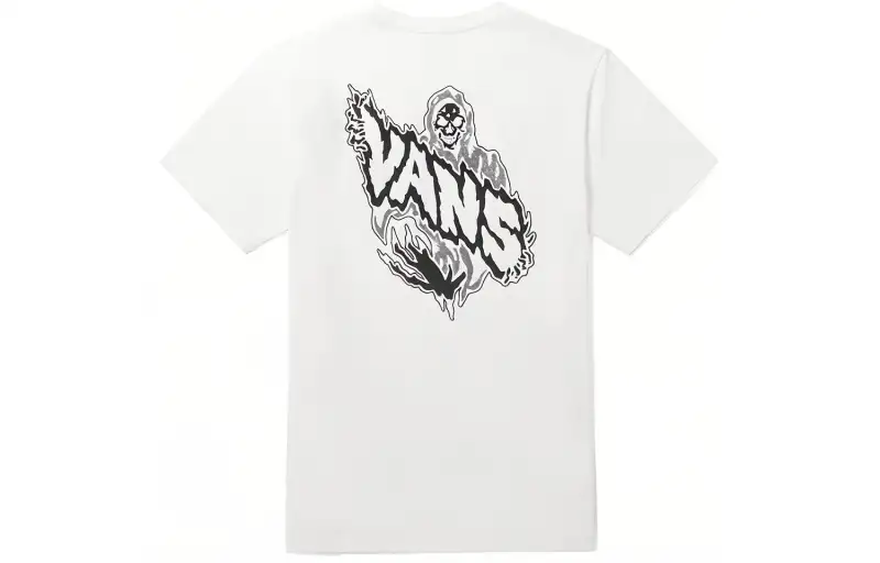 Vans T Shirts Men's White Crew Neck Moderate Straight Fit