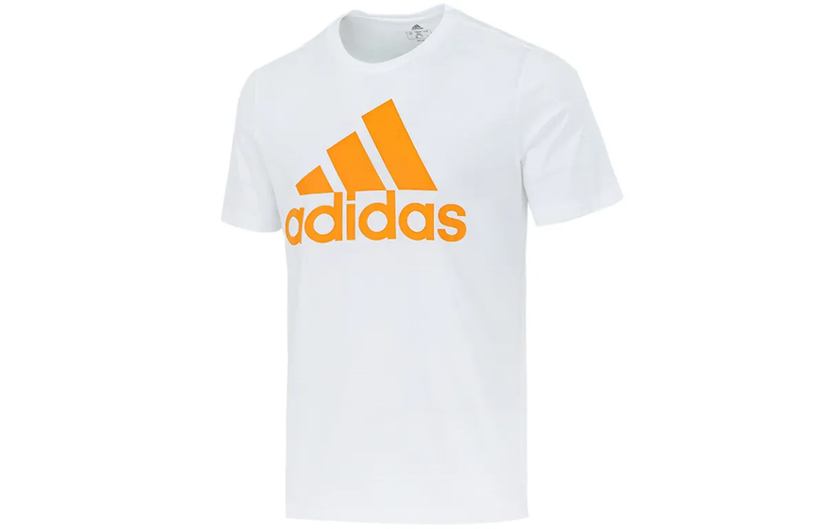 Adidas T-Shirts Men's White Crew Neck Moderate Straight Fit
