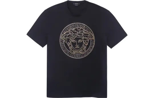 VERSACE SS22 Men's Embellished Medusa Head T-shirt Black