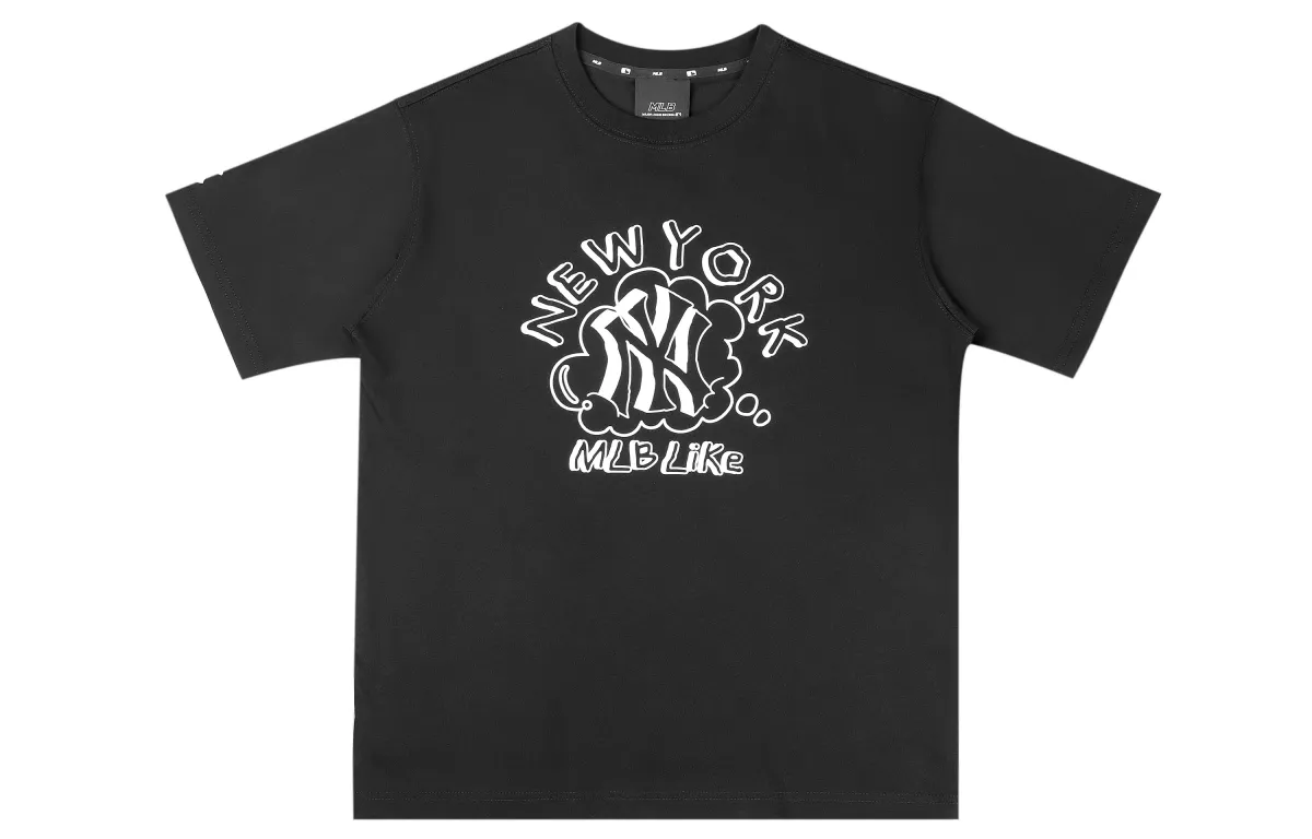 MLB New York Yankees T-Shirts Unisex Black Crew Neck Moderate