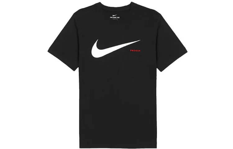 Nike T Shirts Men's Black Crew Neck Moderate Straight Fit
