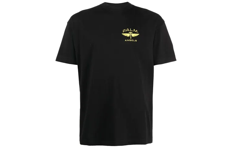 PALM ANGELS T Shirts Men's Black Crew Neck Moderate Other