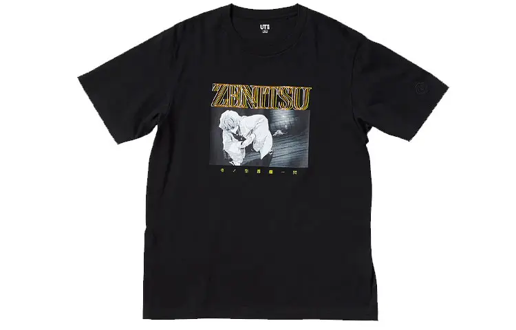 UNIQLO T Shirts Unisex Black Crew Neck Moderate Straight Fit