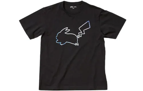 UNIQLO T Shirts Unisex Black Crew Neck Moderate Straight Fit