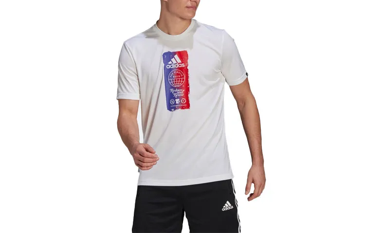 Adidas T-Shirts Men's White Crew Neck Moderate Straight Fit
