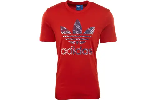 Adidas Originals Trefoil T Shirts Men's Red Crew Neck Moderate Straight Fit