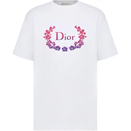 DIOR T Shirts Unisex White Crew Neck Straight Fit