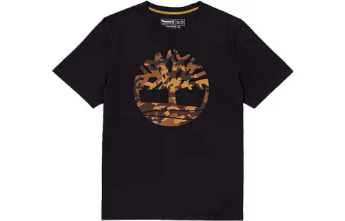 Timberland T Shirts Men's Black Crew Neck Moderate Straight Fit
