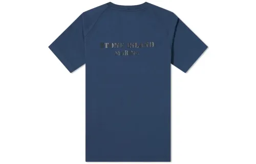 STONE ISLAND T Shirts Men's Blue Crew Neck Moderate Straight Fit