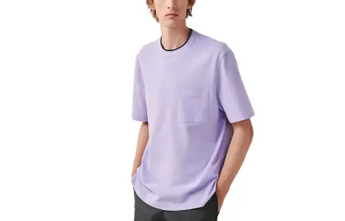 HERMES T Shirts Men's Purple Crew Neck Moderate Straight Fit