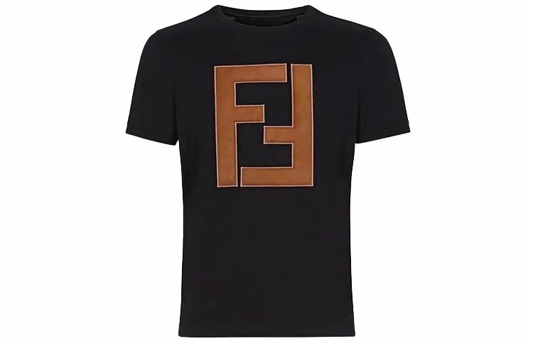 Мужская футболка Fendi LogoT (черная) — фото 1