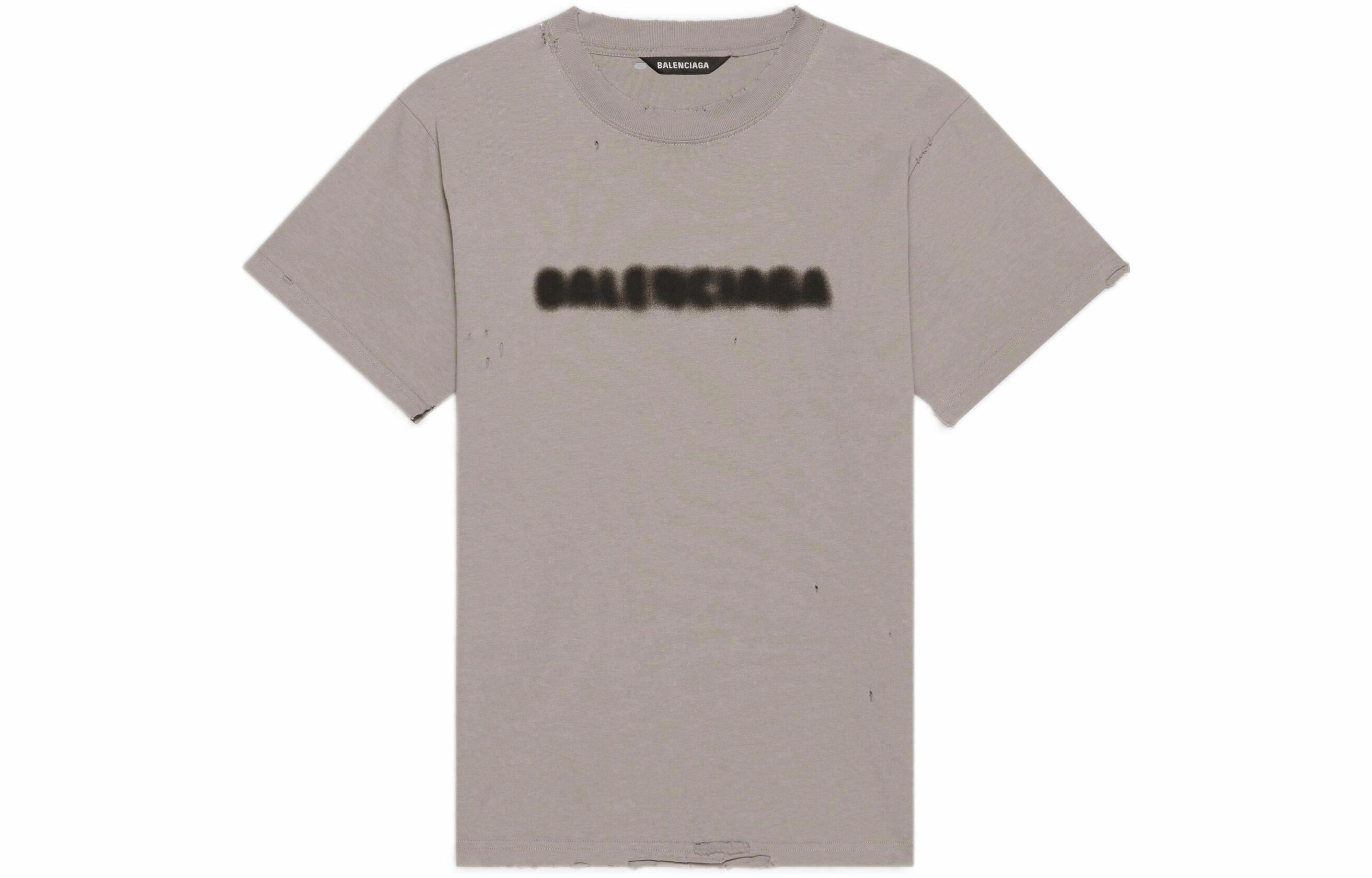 Футболка Balenciaga Blurry Logo (серая)