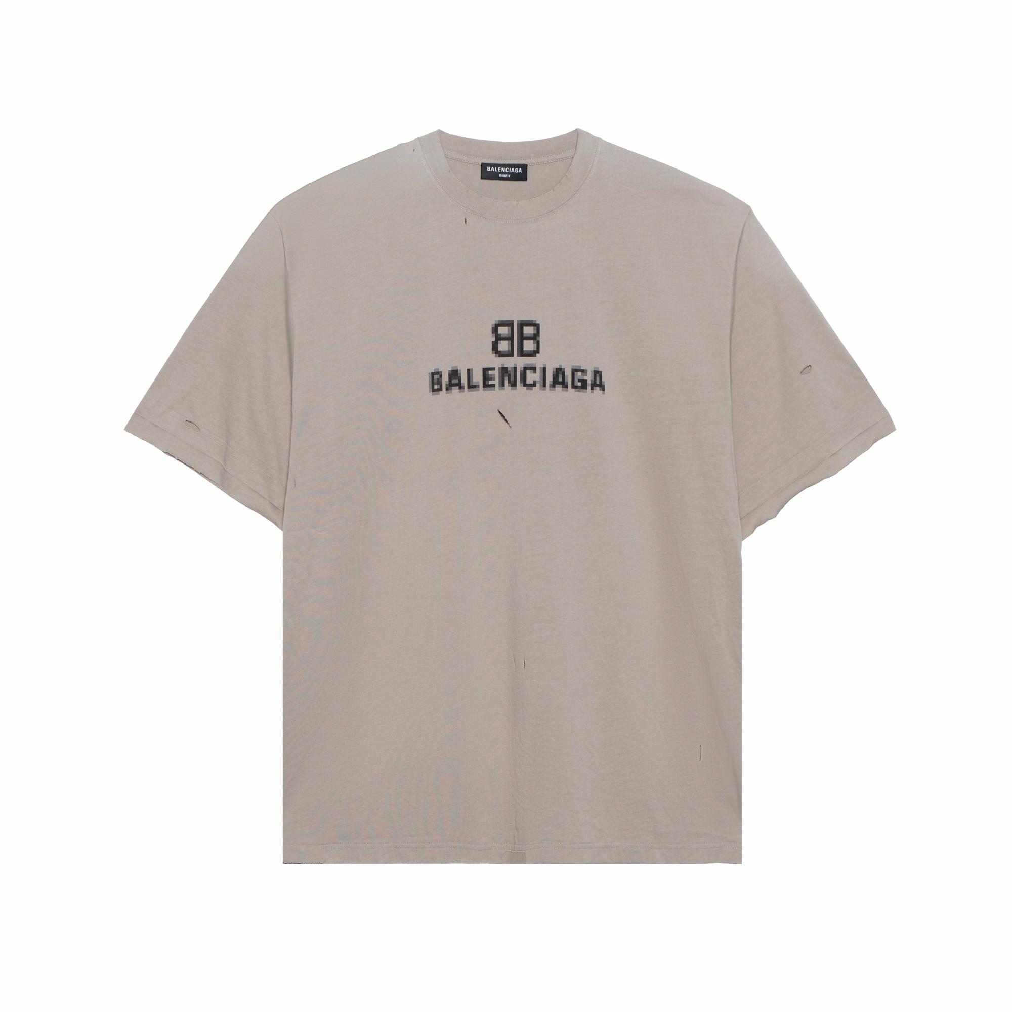 Мужская футболка Balenciaga с эффектом старения (серая)