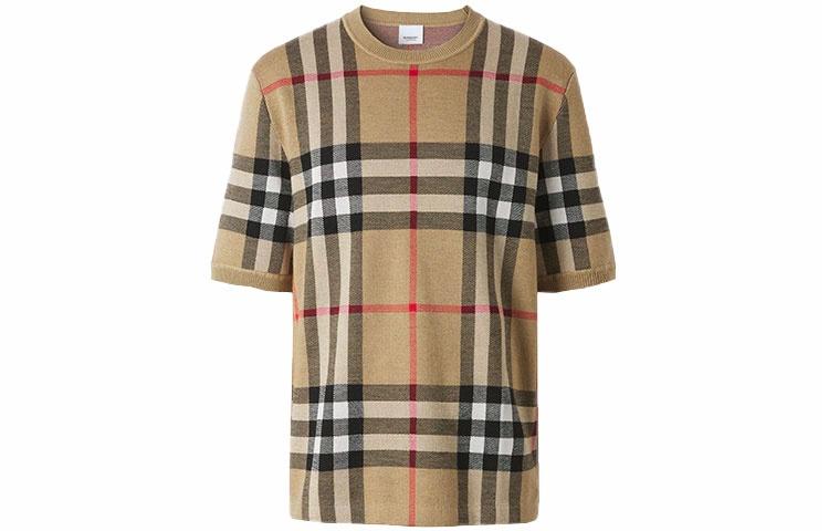 Мужская футболка Burberry (бежевая в клетку)