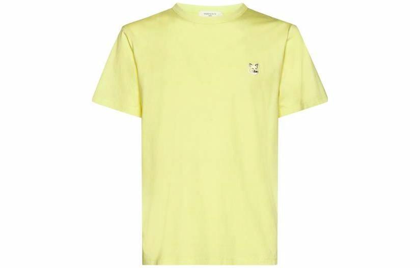 Мужская футболка Maison Kitsune с нашивкой (желтая)