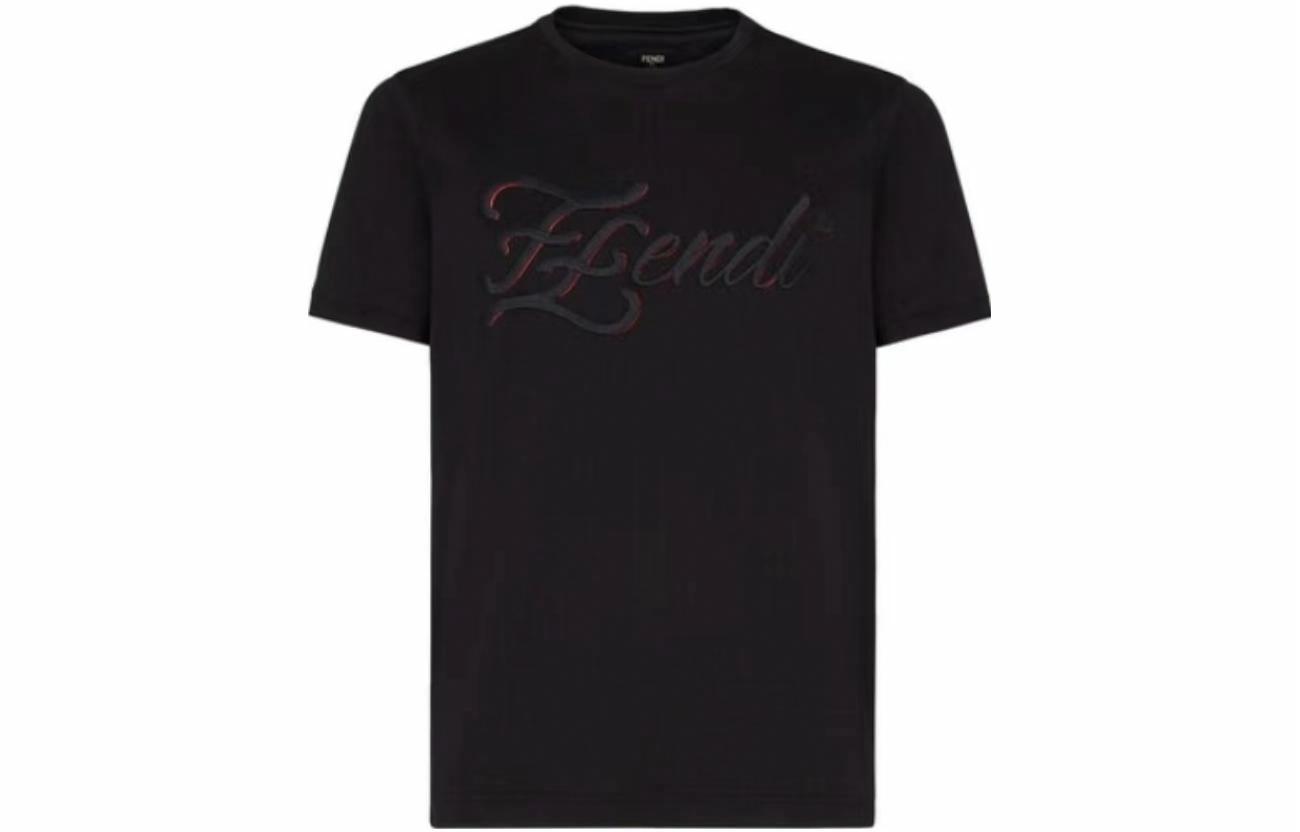Мужская футболка Fendi С вышивкой (черная)