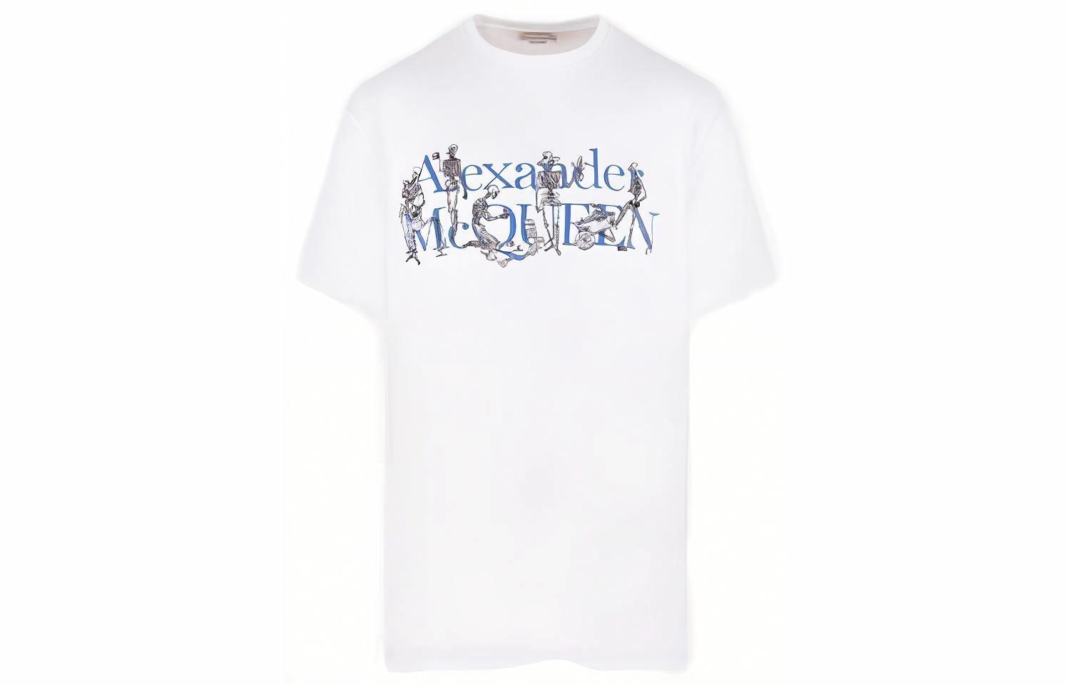 Футболка Мужские Alexander McQueen с буквенным принтом (белая)