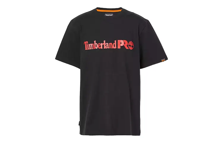 Timberland T Shirts Men's Black Crew Neck Moderate Straight Fit