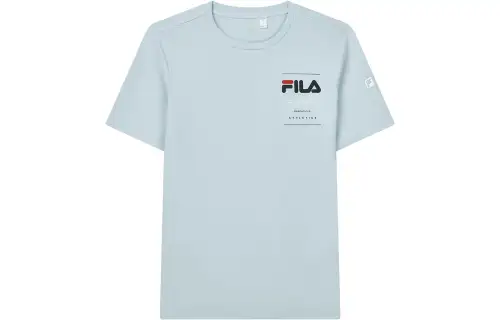 FILA T Shirts Men's Light Smoke Blue Crew Neck Moderate Straight Fit