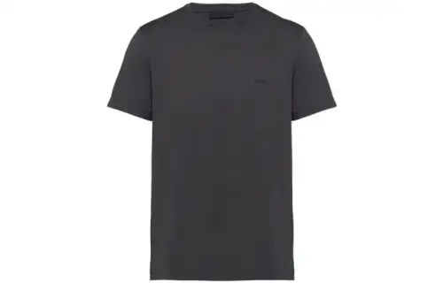 PRADA T Shirts Men's Black Gray Color Crew Neck Moderate Straight Fit