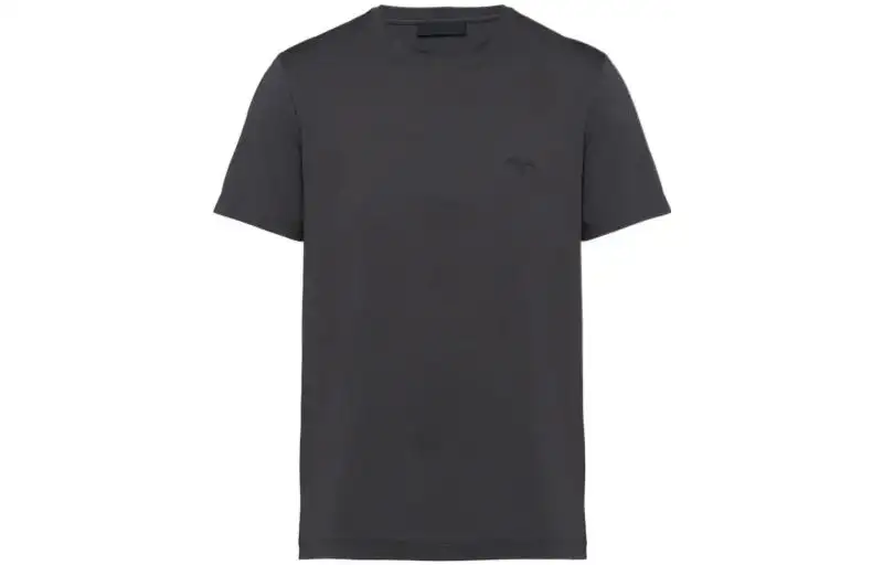 PRADA T Shirts Men's Black Gray Color Crew Neck Moderate Straight Fit