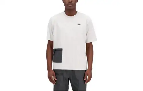 New Balance T Shirts Men's Gray Crew Neck Moderate Straight Fit