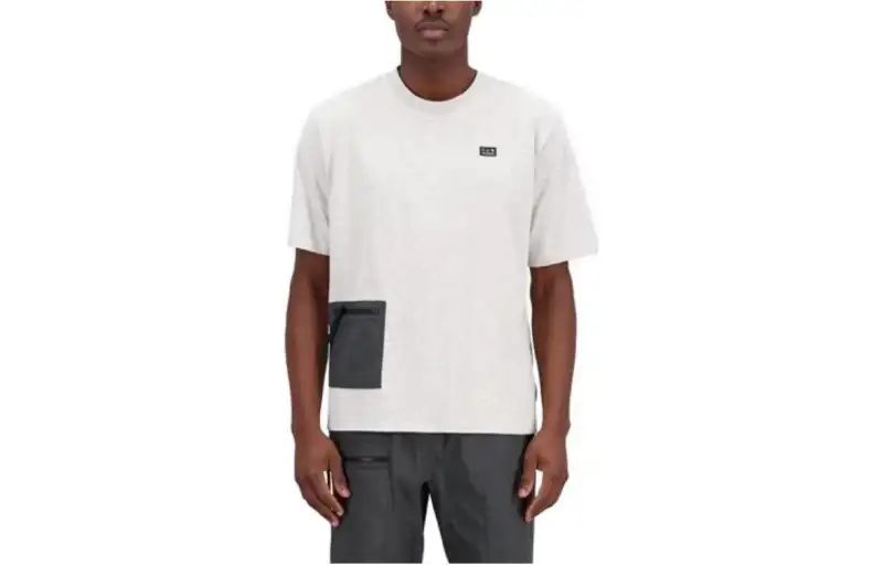 New Balance T Shirts Men's Gray Crew Neck Moderate Straight Fit