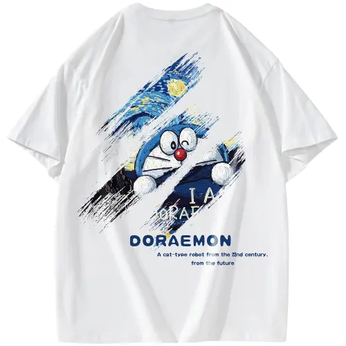 Doraemon T Shirts Unisex Crew Neck Moderate Straight Fit