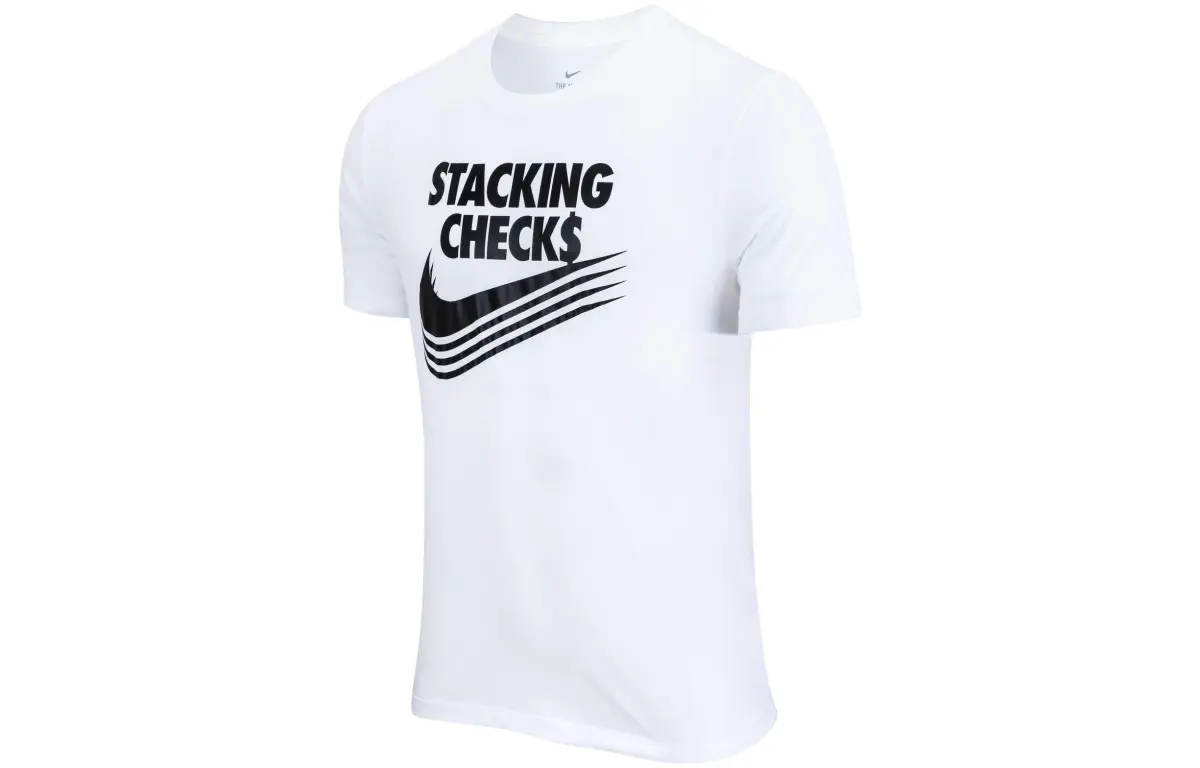 Nike T-Shirts Men's White Crew Neck Moderate Straight Fit