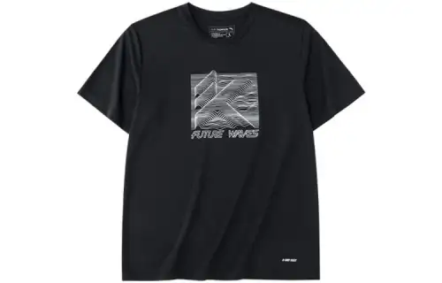 ANTA T Shirts Men's Black Crew Neck Moderate Straight Fit