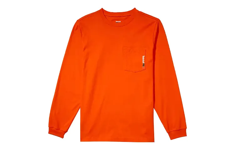Timberland T Shirts Men's Orange Crew Neck Moderate Straight Fit