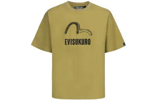 EVISU T Shirts Men's Khaki Crew Neck Moderate Straight Fit