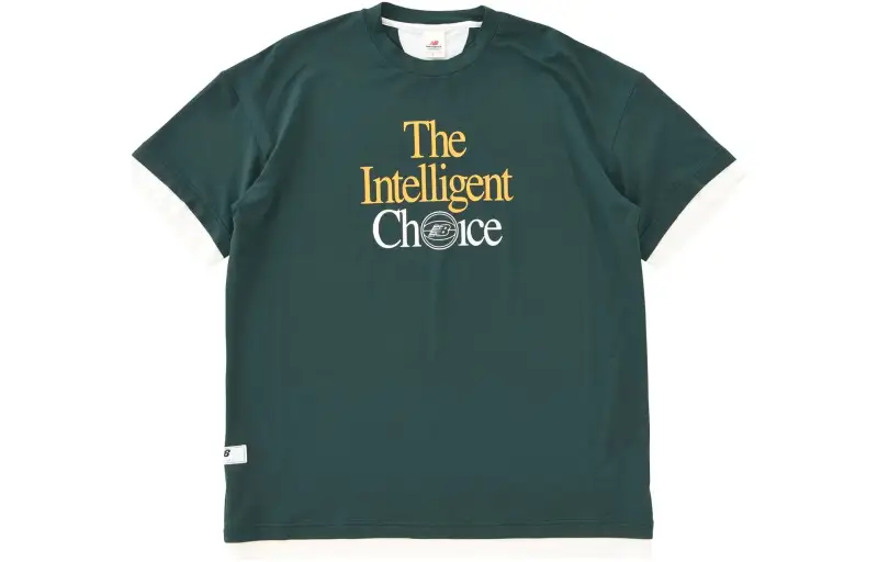 New Balance T Shirts Men's Dark Green Crew Neck Moderate