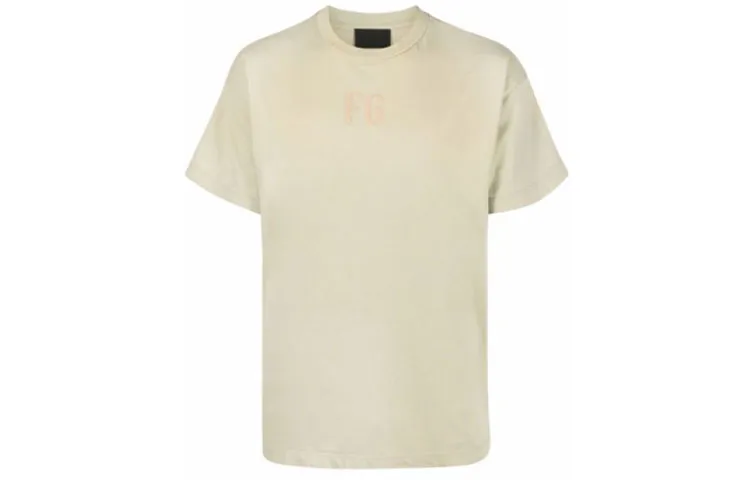 Fear Of God T-Shirts Men's Beige Crew Neck Moderate Straight Fit
