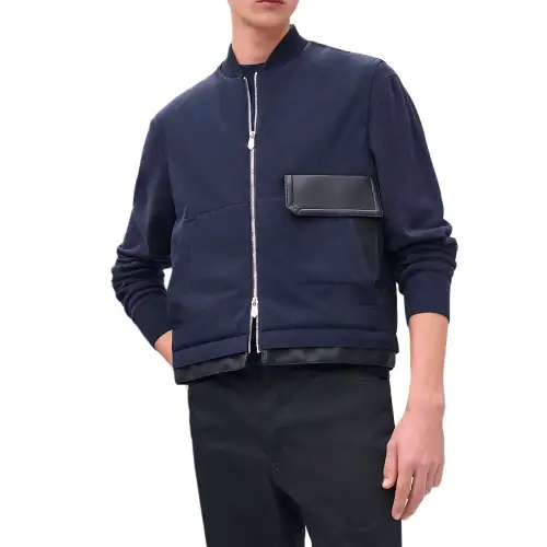 HERMES Vests Men's Blue Baseball Collar Moderate Other