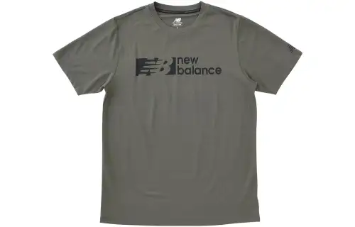 New Balance T Shirts Men's Dark Olive Green Crew Neck Moderate Straight Fit