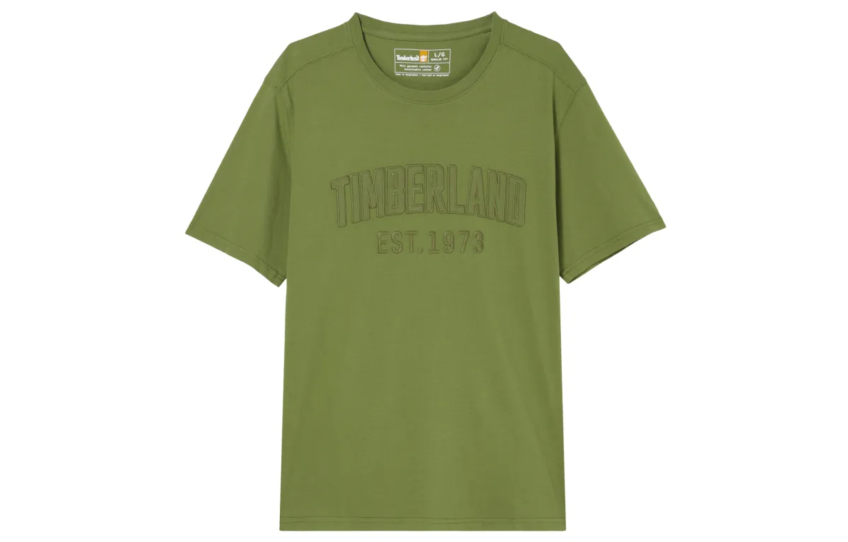 Timberland T-Shirts Men's Avocado Green Crew Neck Moderate Straight Fit