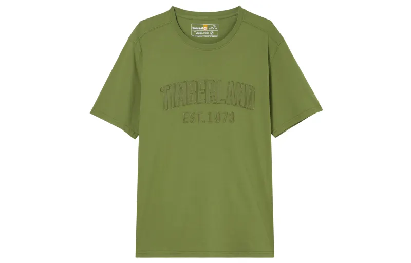 Timberland T Shirts Men's Avocado Green Crew Neck Moderate Straight Fit