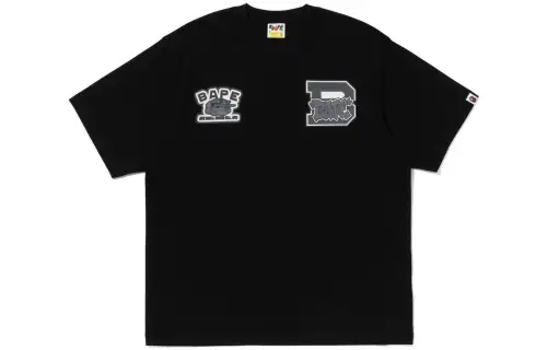 A BATHING APE T Shirts Men's Black Crew Neck Moderate Straight Fit