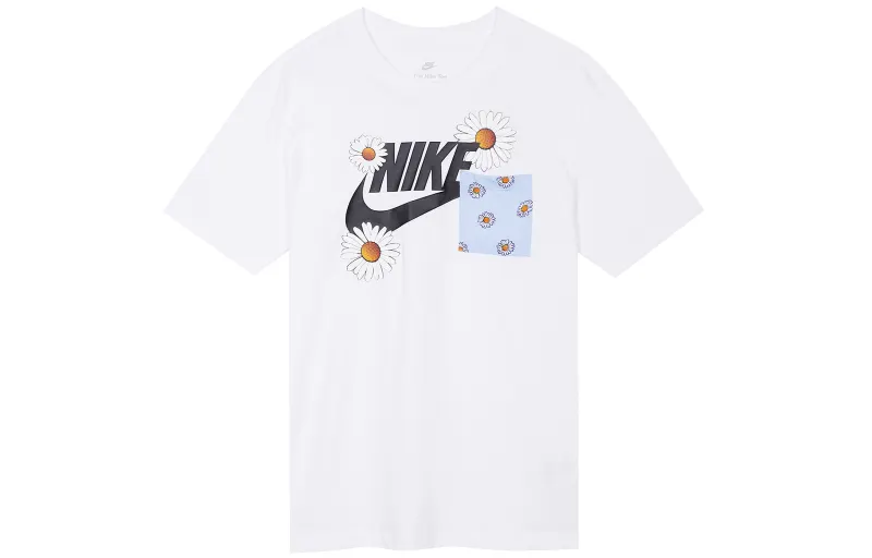 Nike T Shirts Men's White Crew Neck Moderate Straight Fit