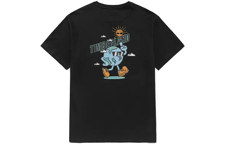 Timberland T Shirts Men's Black Crew Neck Moderate Straight Fit