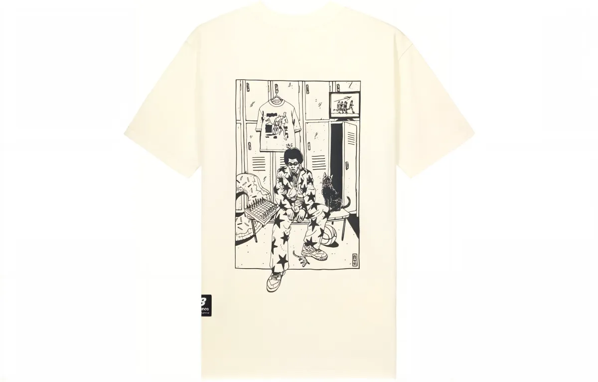 New Balance Mdoelshow T-Shirts Men's Ecru Crew Neck Moderate Straight Fit